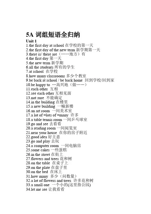 牛津英语 5A 全册短语归纳