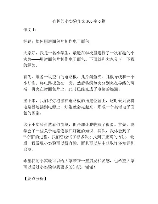 有趣的小实验作文300字6篇