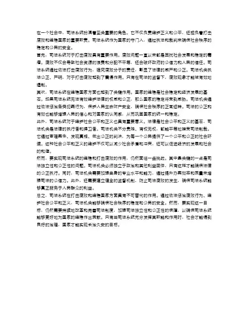 打击腐败：司法系统对于国家的维稳作用
