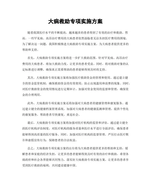 大病救助专项实施方案
