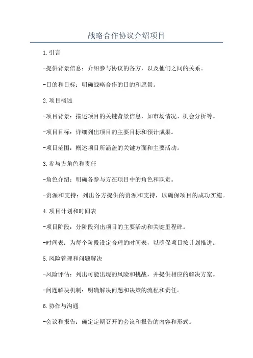 战略合作协议介绍项目