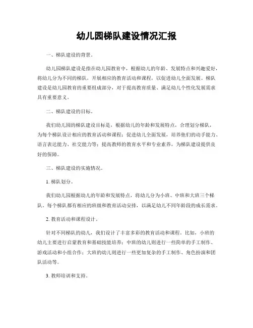 幼儿园梯队建设情况汇报