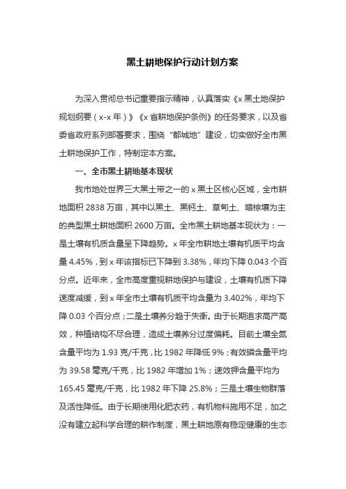 黑土耕地保护行动计划方案(最新)
