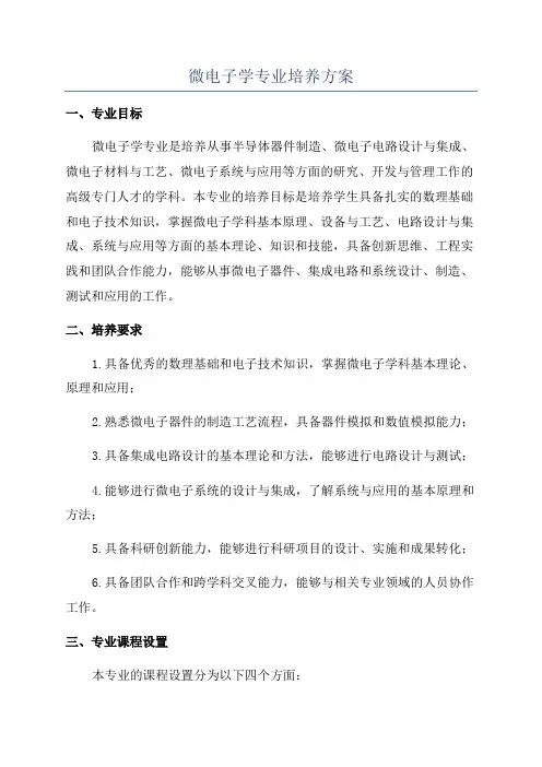 微电子学专业培养方案