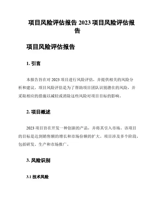 项目风险评估报告2023项目风险评估报告