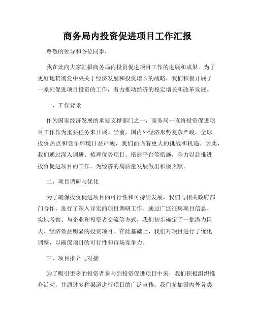 商务局内投资促进项目工作汇报