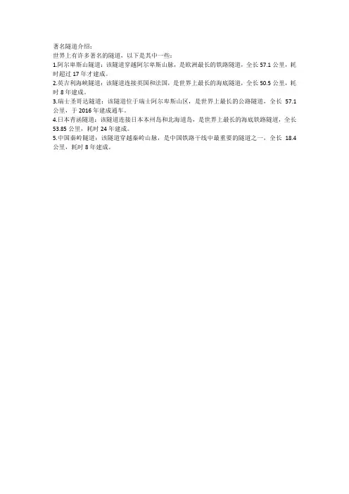 著名隧道介绍