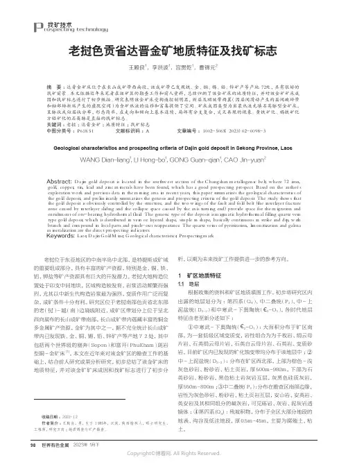 211171102_老挝色贡省达晋金矿地质特征及找矿标志