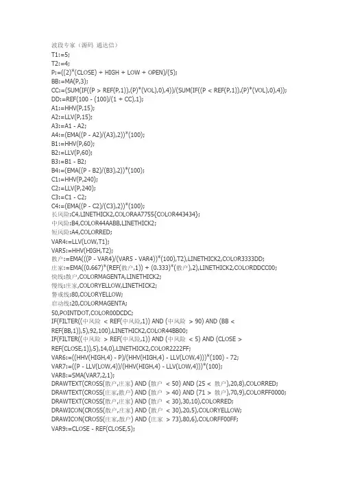 波段专家(源码 通达信)通达信指标公式源码