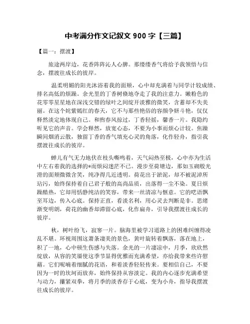 中考满分作文记叙文900字【三篇】