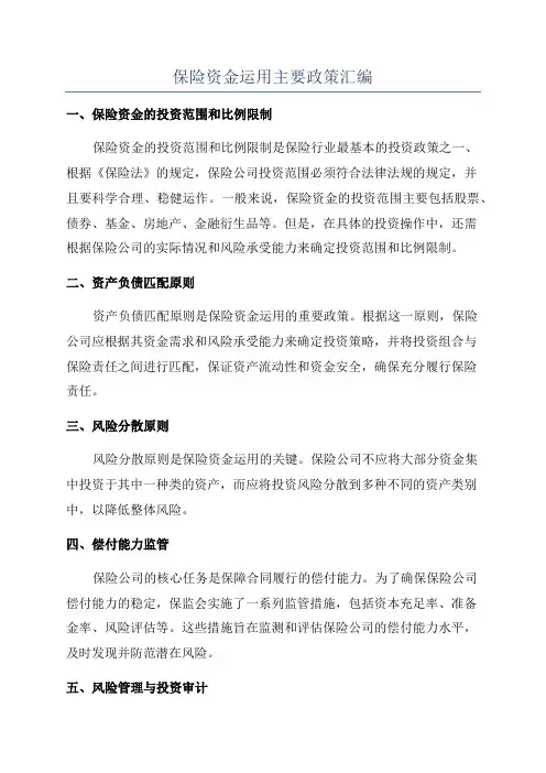 保险资金运用主要政策汇编