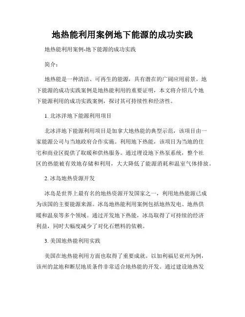 地热能利用案例地下能源的成功实践