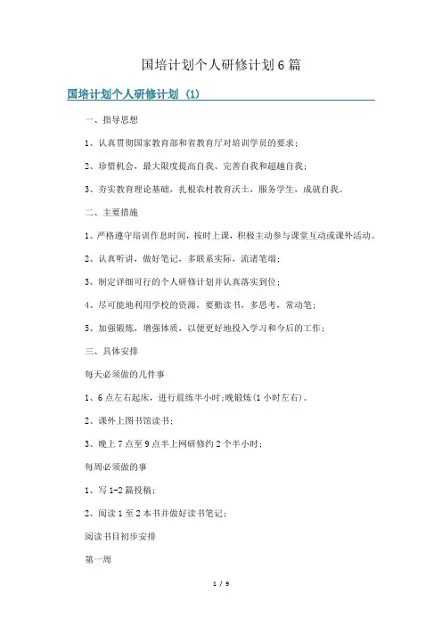 国培计划个人研修计划6篇