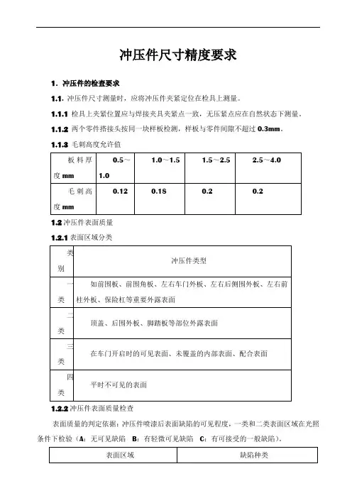 冲压件尺寸精度质量要求