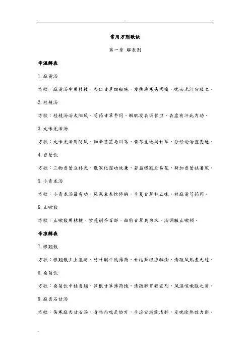 经典常用方剂歌诀150首