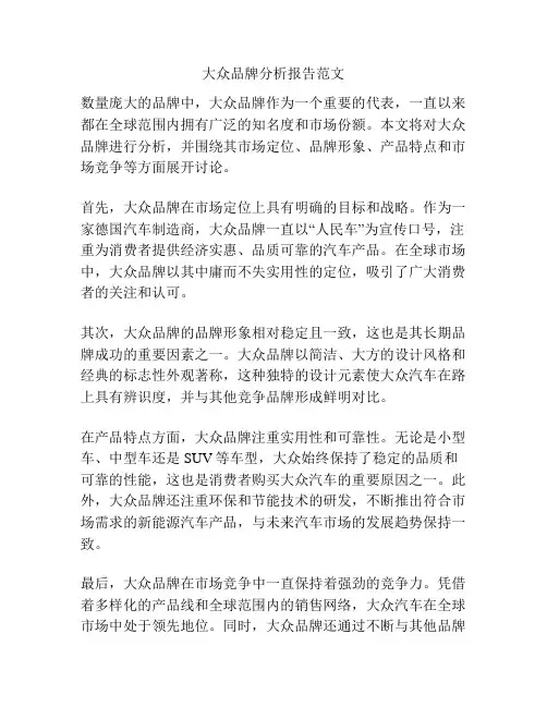 大众品牌分析报告范文