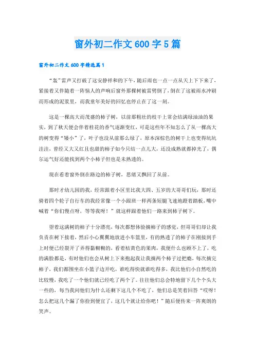 窗外初二作文600字5篇