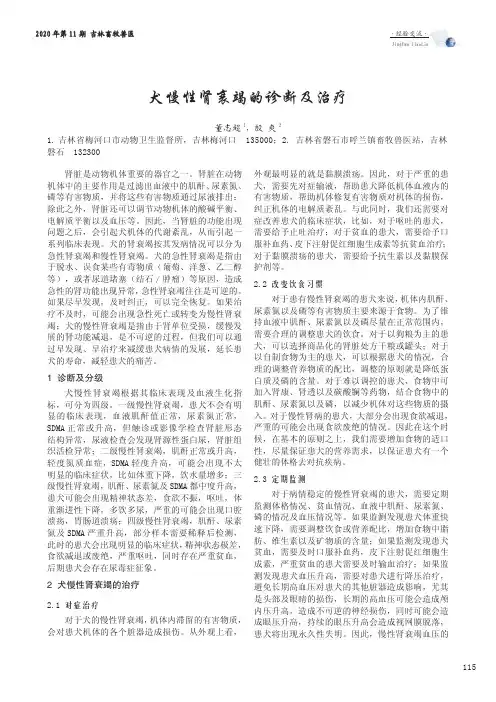 犬慢性肾衰竭的诊断及治疗