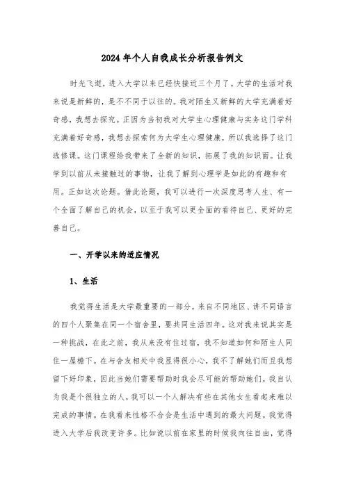 2024年个人自我成长分析报告例文(3篇)