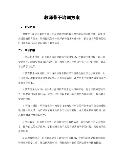 教师骨干培训方案