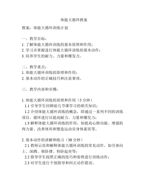 体能大循环教案