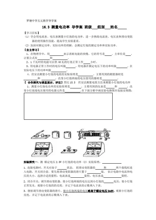 16.3 测量电功率导学案