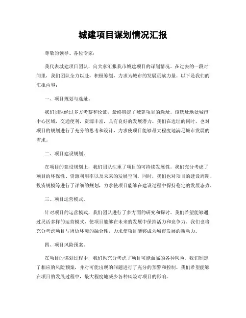 城建项目谋划情况汇报