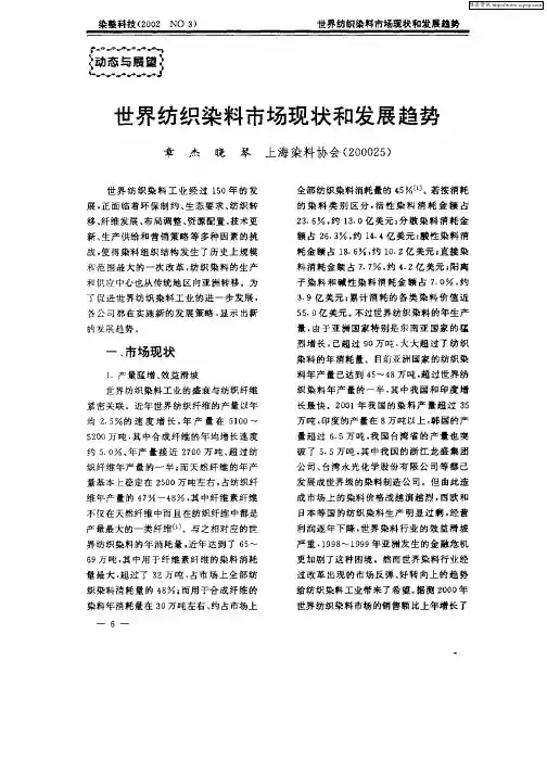 世界纺织染料市场现状和发展趋势