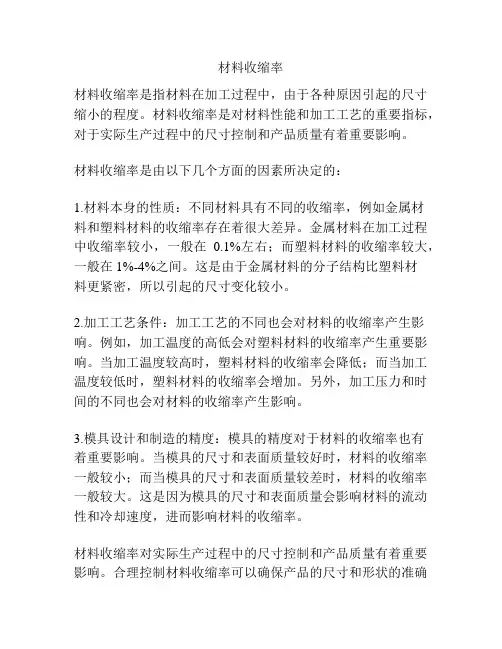 材料收缩率