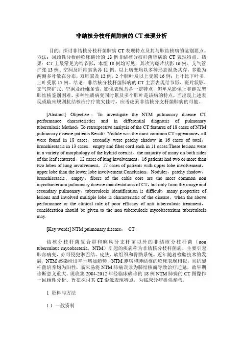 非结核分枝杆菌肺病的CT表现分析