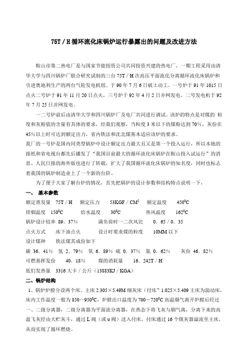 75T／H循环流化床锅炉