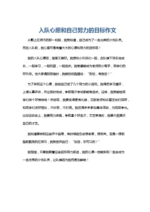 入队心愿和自己努力的目标作文