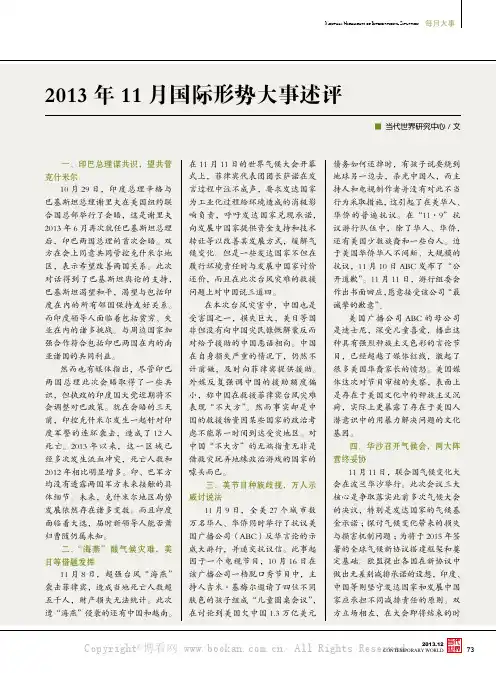 2013年11月国际形势大事述评