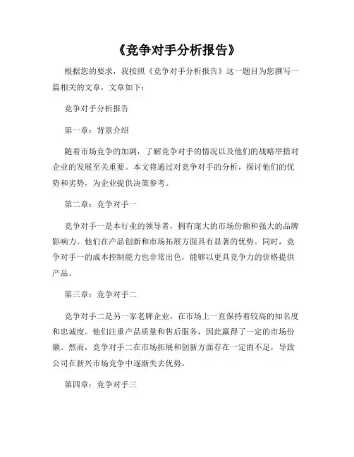 《竞争对手分析报告》