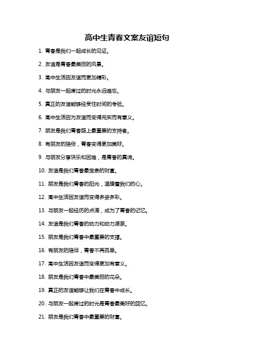 高中生青春文案友谊短句