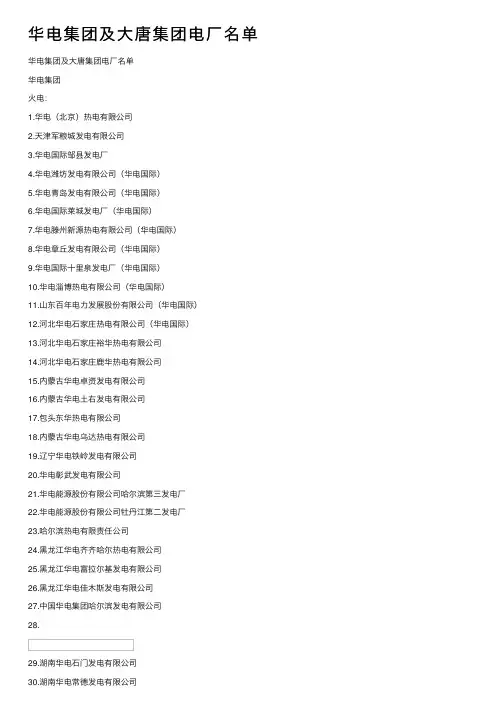 华电集团及大唐集团电厂名单