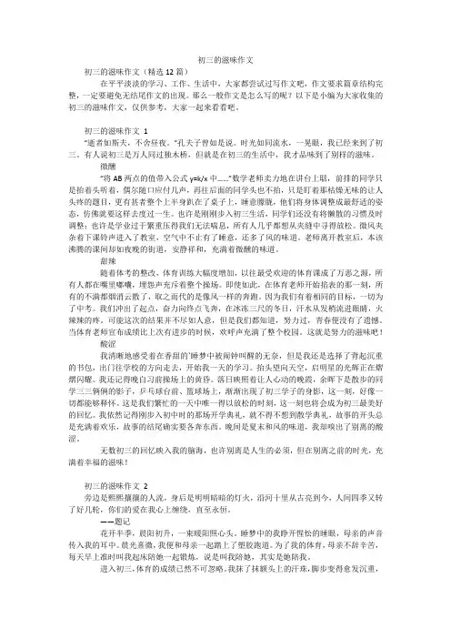 初三的滋味作文