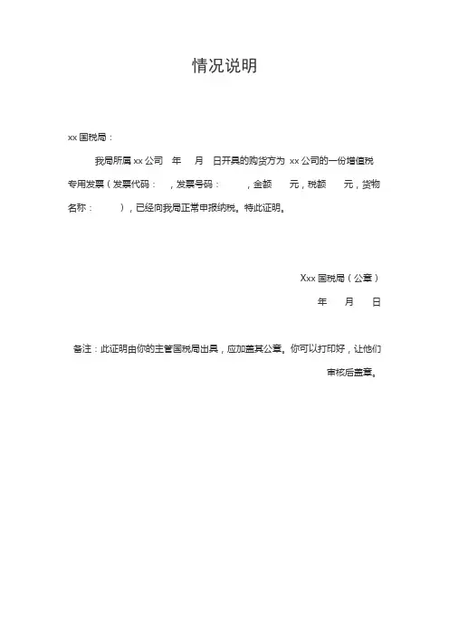 发票情况说明范文