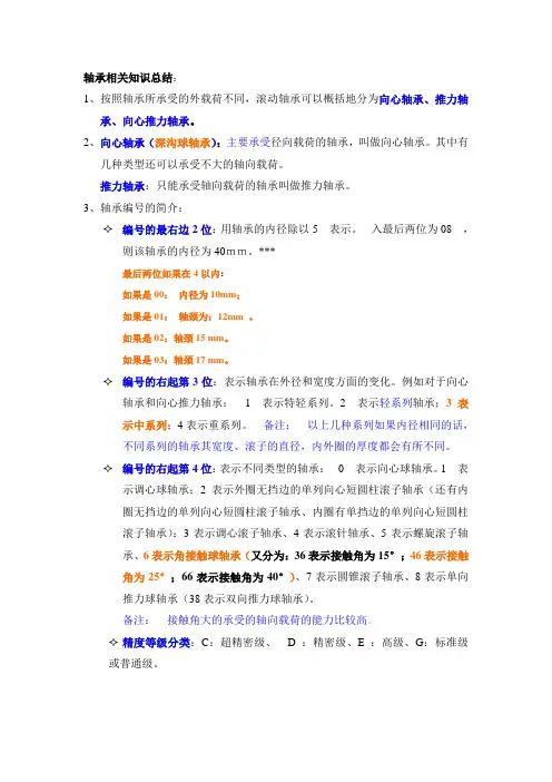 轴承相关知识总结