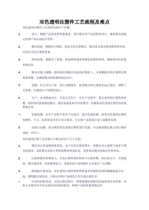 双色透明注塑件工艺流程及难点