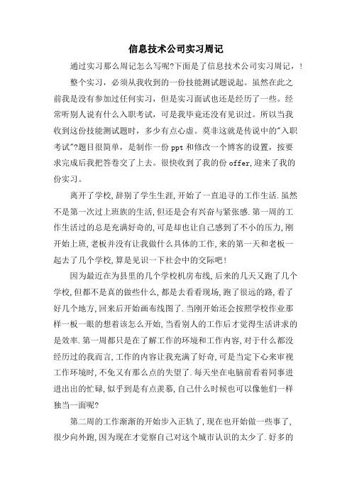 信息技术公司实习周记.doc