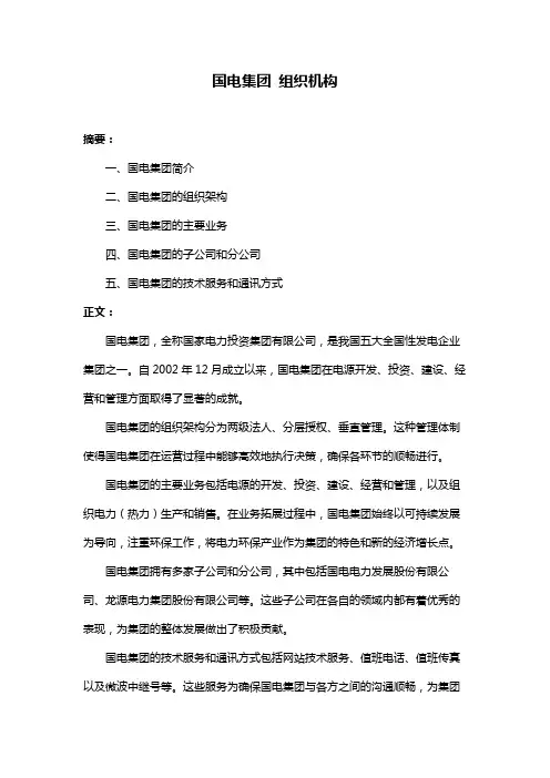 国电集团 组织机构