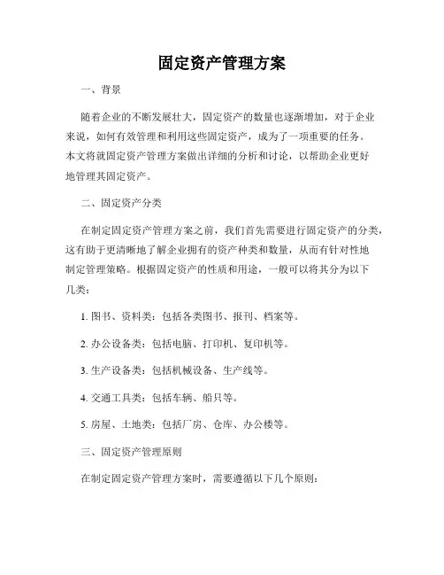 固定资产管理方案