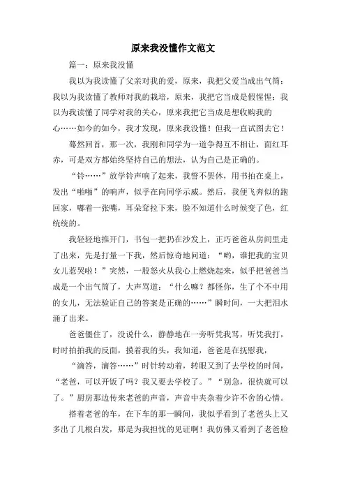 原来我没懂作文范文