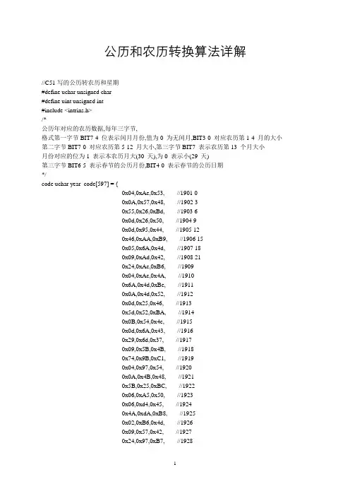 公历和农历转换算法详解