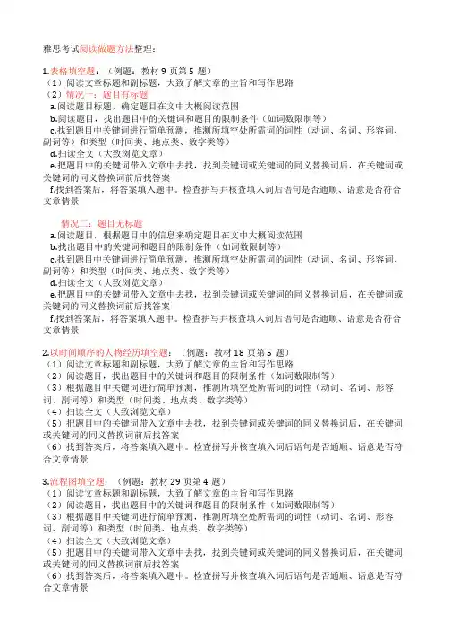 雅思阅读做题方法