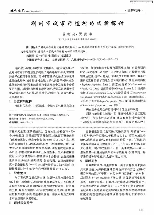 荆州市城市行道树的选择探讨