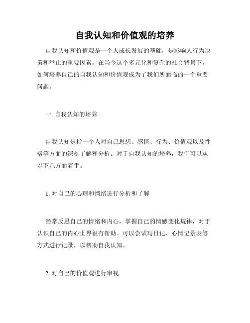 自我认知和价值观的培养
