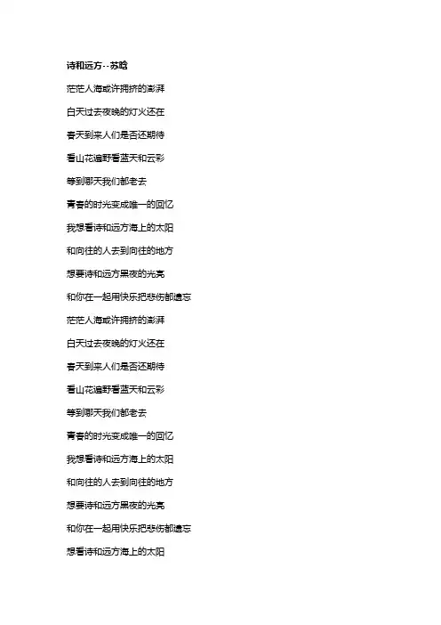 歌曲《诗和远方》歌词