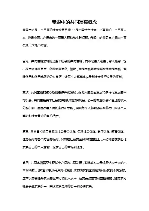 我眼中的共同富裕概念